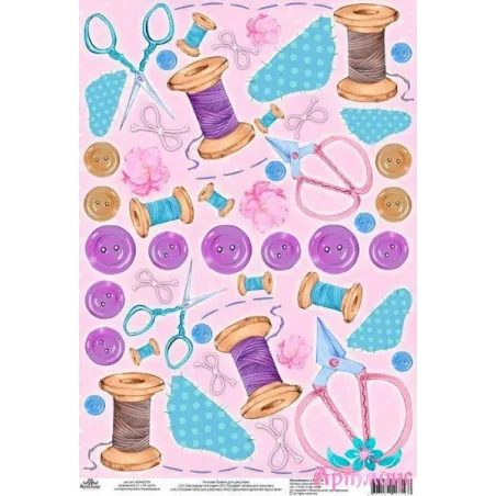 Rice card for decoupage "Coils and buttons No. 2" size: 21*30 cm AM400329D