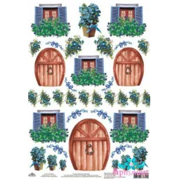 Рисовая карта для декупажа "Двери и окошки №4" размер: 21*30 см AM4...