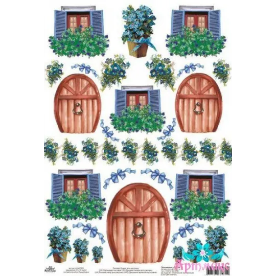 Reispapier für Decoupage "Türen und Fenster Nr. 4" Größe: 21*30 cm AM400335D