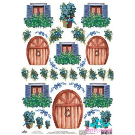 Reispapier für Decoupage "Türen und Fenster Nr. 4" Größe: 21*30 cm AM400335D