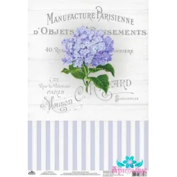 Carte de riz pour decoupage "Motifs vintage, hortensia n°1" taille: 21*30 cm AM400341D