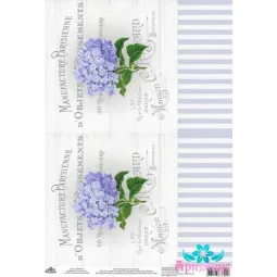 Carte de riz pour découpage "Motifs vintage, hortensias No. 1" taille : 21*30 cm AM400343D