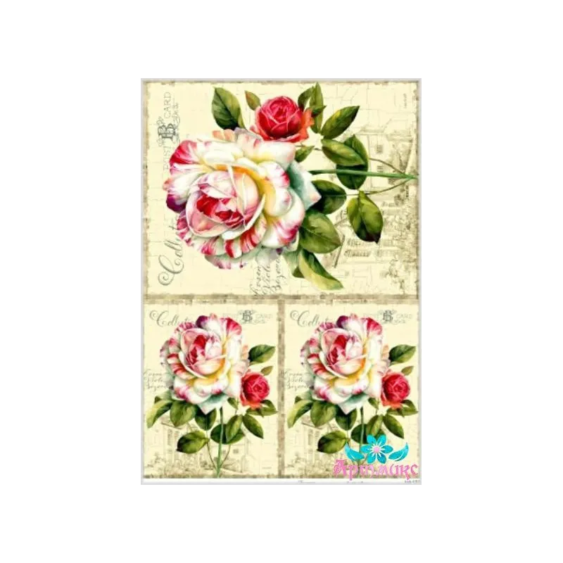 Rice card for decoupage "Roses on an old background" 21x29 cm AM400127D