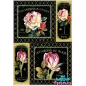Reiskarte für Decoupage „Rosen und Tulpen auf schwarzem Hintergrund“ 21x29 cm AM400131D