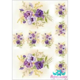 Ryžių atvirukas dekupažui "Neužmirštuolės Nr. 4" 21x29 cm. AM400142D