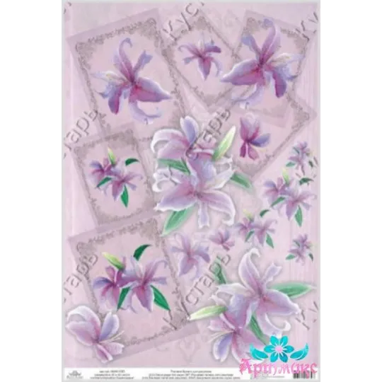 Reiskarte für Decoupage „Lilien mit Rahmen“ 21x29 cm AM400155D