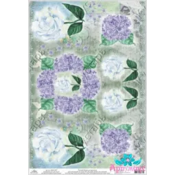 Rice card for decoupage "Hydrangeas and white roses" 21x29 cm AM400157D