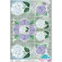 Carte de riz pour decoupage "Hydrangeas et roses blanches" 21x29 cm AM400157D