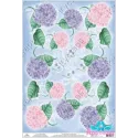 Carte de riz pour découpage "Hortensias sur fond bleu" 21x29 cm AM400158D