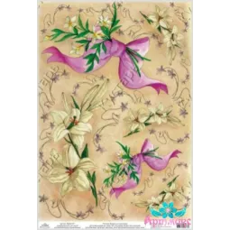 Carte de riz pour decoupage "Lys blancs avec un nœud" 21x29 cm AM400161D