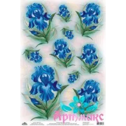 Reiskarte für Decoupage "Blaue Iris" 21x29 cm AM400171D