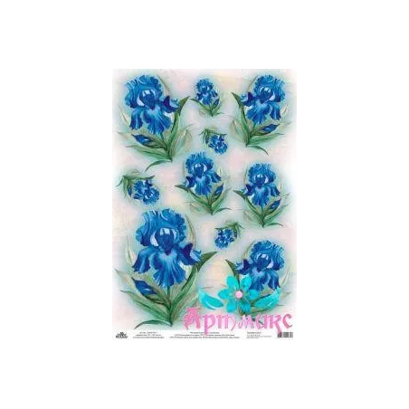 Rice card for decoupage "Blue Irises" 21x29 cm AM400171D