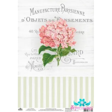 Reiskarte für Decoupage "Vintage Motive, Hortensie Nr. 2" Größe: 21 * 30 cm AM400349D