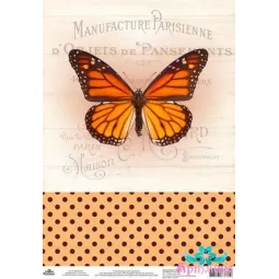 Рисовая карта для декупажа "Винтажные мотивы, бабочка №2" размер: 2...