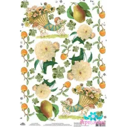 Ryžių kortelė dekupažui senoviniai motyvai „Gausybės ragas“ 21x29 cm AM400242D