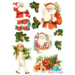 Рисовая карта для декупажа "Старинные новогодние фрагменты" 21х29 с...