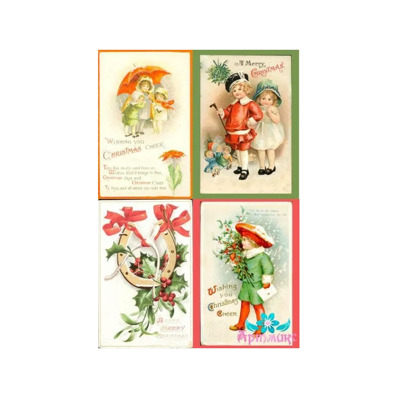 Rice card for decoupage "Antique Christmas cards" 21x29 cm AM400245D