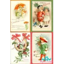 Carte de riz à découper "Cartes de Noël anciennes" 21x29 cm AM400245D