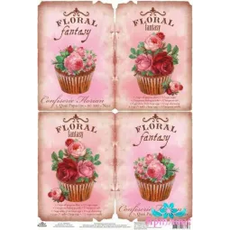 Rice card for decoupage "Sweet roses shabby chic" size: 21*30 cm AM400256D