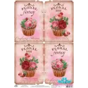 Carte de riz pour découpage "Sweet roses shabby chic" taille : 21*30 cm AM400256D