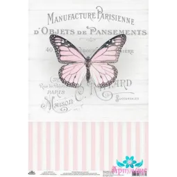 Rice card for decoupage "Vintage motives, butterfly number 6" size: 21*30 cm AM400391D