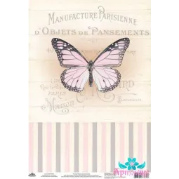 Reiskarte für Decoupage "Vintage Motive, Schmetterling Nummer 7"  Größe: 21*30 cm AM400395D