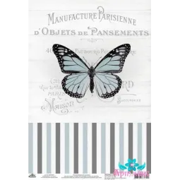 Ryžių kortelė dekupažui "Vintage motyvai, drugelis numeris 9" dydis: 21*30 cm AM400403D