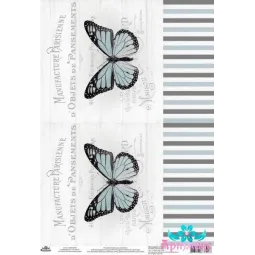 Carte de riz pour découpage "Motifs vintage, papillons No. 9" taille: 21*30 cm AM400405D