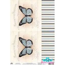 Carte de riz pour decoupage "Motifs vintage, papillons No. 10" taille: 21*30 cm AM400409D