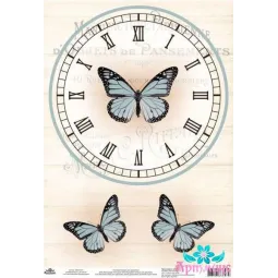 Ryžių kortelė dekupažui "Vintage motyvai, drugelio ciferblatas" dydis: 21*30 cm AM400411D