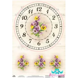 Carte de riz pour découpage "Motifs vintage, cadran avec le numéro violet 1" taille: 21*30 cm  AM400412D