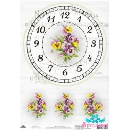 Ryžių kortelė dekupažui "Derliaus motyvai, ciferblatas su violetiniu numeriu 2" dydis: 21*30 cm AM400413D