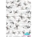 Rice card for decoupage "Monochrome, Butterflies and notes" size: 21*30 cm AM400446D