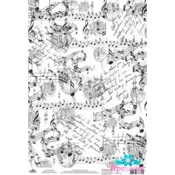 Carte de riz pour découpage "Monochrome, Musique de fleurs" taille : 21 * 30 cm AM400447D