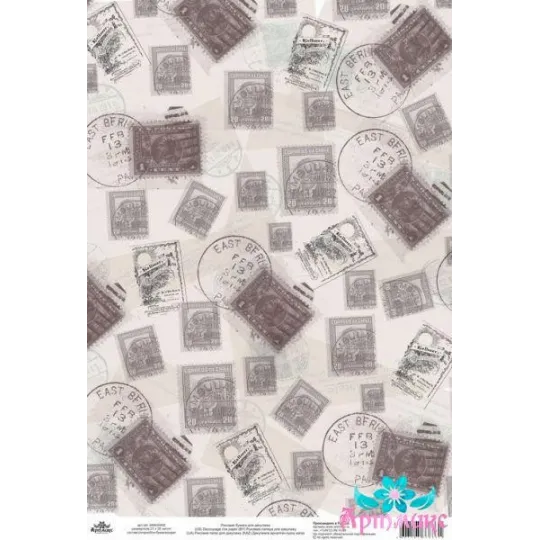 Rice card for decoupage "Monochrome, Stamps" size: 21*30 cm AM400448D