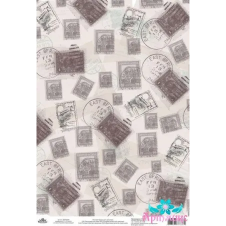 Reiskarte für Decoupage "Monochrom, Stamps" Größe: 21*30 cm AM400448D