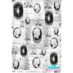 Carte de riz pour découpage "Monochrome, Camées" taille : 21*30 cm AM400472D