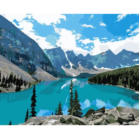 (Снято с производства) Картина по Номерам Wizardi Горное Озеро 40x5...