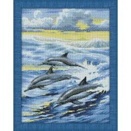 Deimantų tapybos rinkinys Dolphins Family 30х40 cm AZ-1062