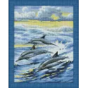 Kit de peinture diamant famille de dauphins 30x40 cm AZ-1062