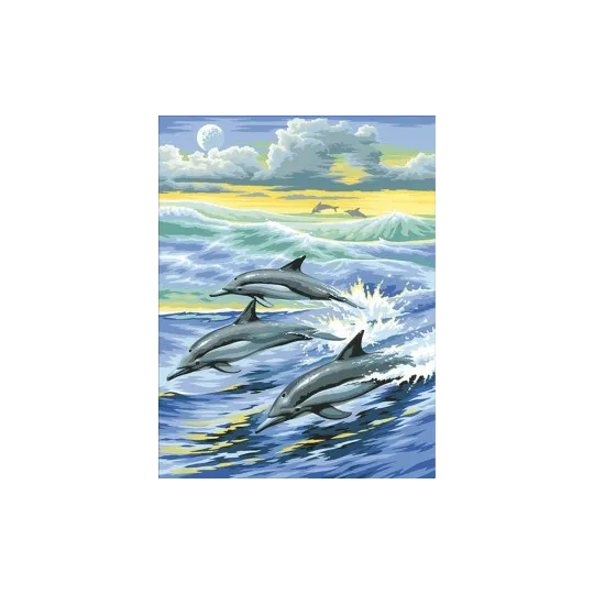 Kit de peinture diamant famille de dauphins 30x40 cm AZ-1062