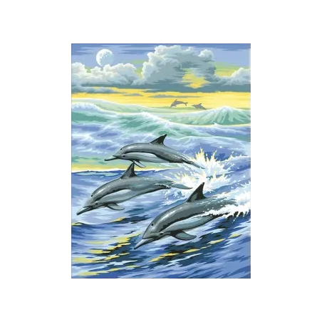 Kit de peinture diamant famille de dauphins 30x40 cm AZ-1062