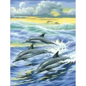 Kit de peinture diamant famille de dauphins 30x40 cm AZ-1062