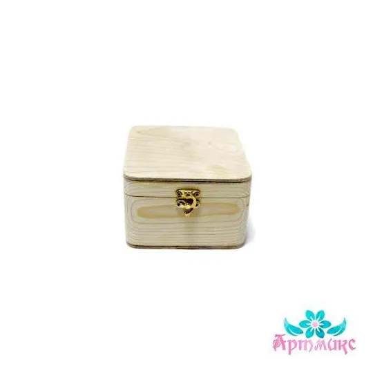 Boîte à coins arrondis en pin massif, avec serrure, taille 15x15xh10 cm AH616007F