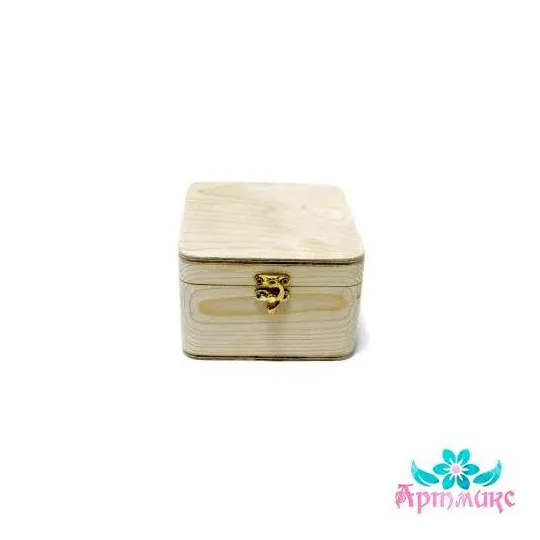 Box with rounded corners made of solid pine, with a lock, size 15x15xh10 cm AH616007F