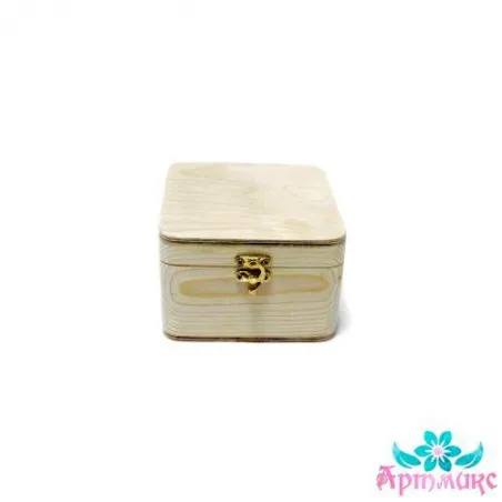 Boîte à coins arrondis en pin massif, avec serrure, taille 15x15xh10 cm AH616007F