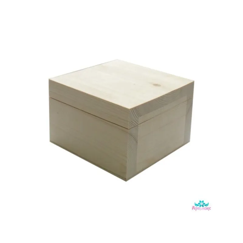 Box made of solid pine, hinged lid, size 13.5x13.5xh9 AH616014F