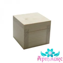 Boîte en pin massif, couvercle à charnière, taille 10x10xh9 AH616016F