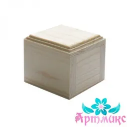 Boîte en pin massif avec couvercle biseauté et charnière, taille 10x10xh9 AH616021F