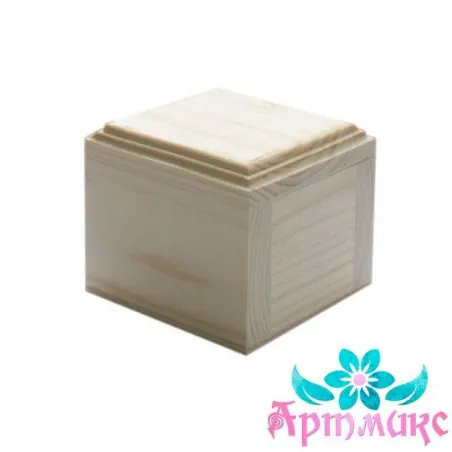 Boîte en pin massif avec couvercle biseauté et charnière, taille 10x10xh9 AH616021F